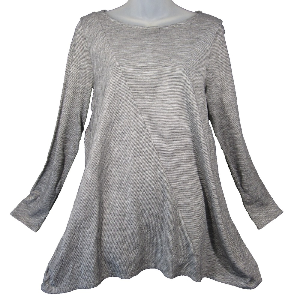 Pure Jill Tunic Top Womens PS Gray Heathered Asymmetric Long Sleeve Loungewear